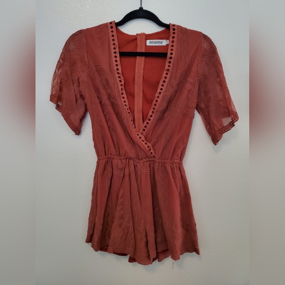 Princess Polly Reverse Floral Lace Romper - Picture 1 of 3